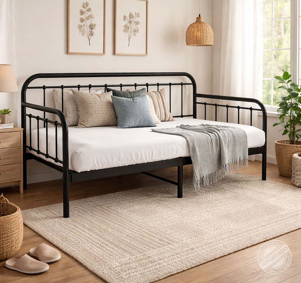 Dormitorio metálico tipo daybed Twin con barandas — vista adicional 1