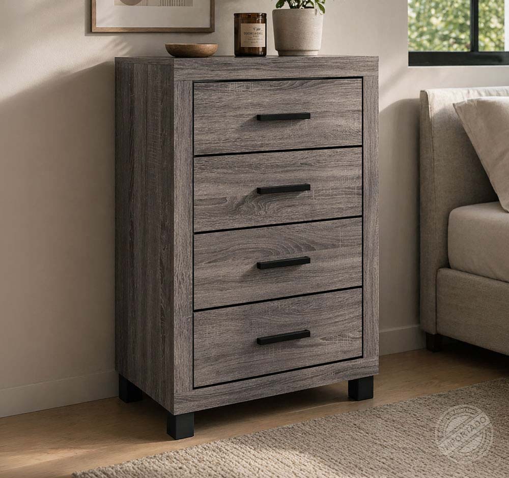 Gavetero moderno de 4 gavetas acabado madera con patas elevadas — vista adicional 2