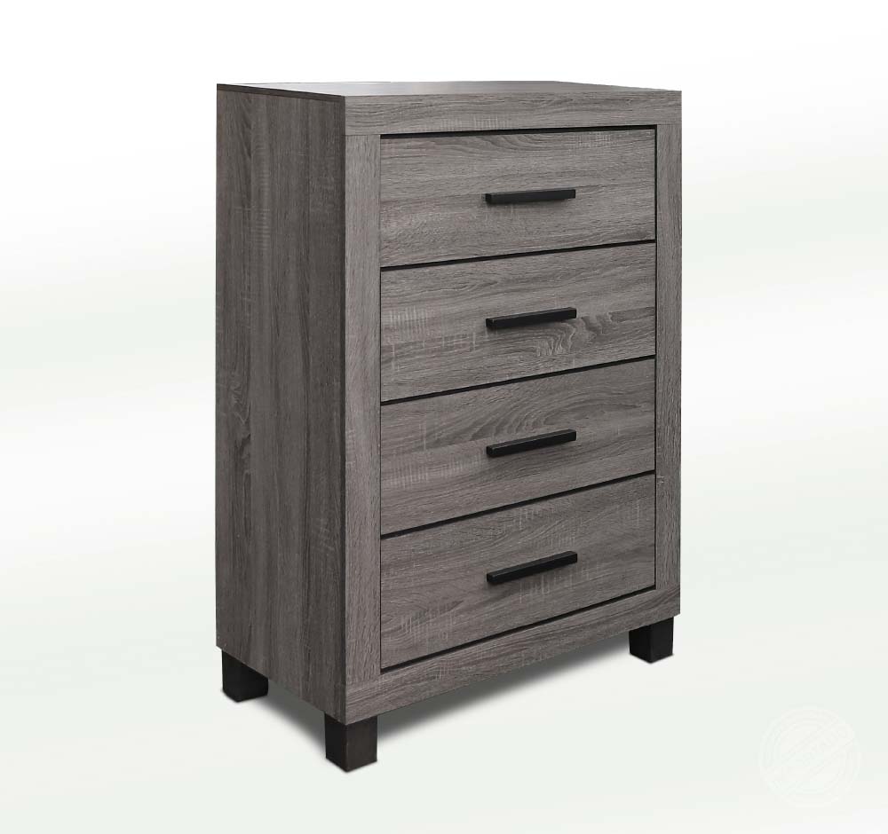 Gavetero moderno de 4 gavetas acabado madera con patas elevadas