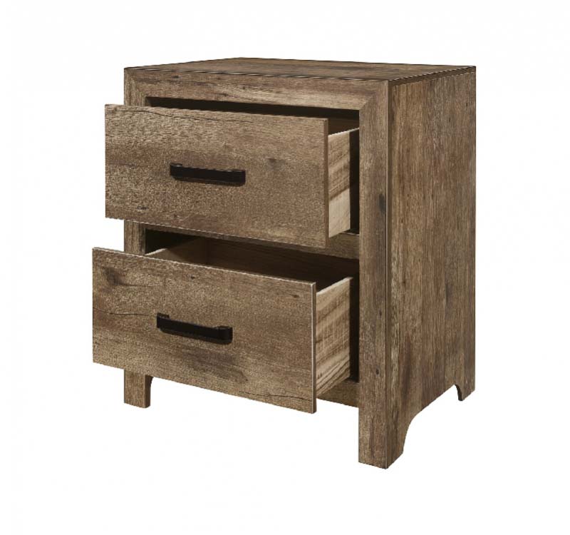 Mesa de noche Spirit estilo rústico con 2 gavetas acabado madera