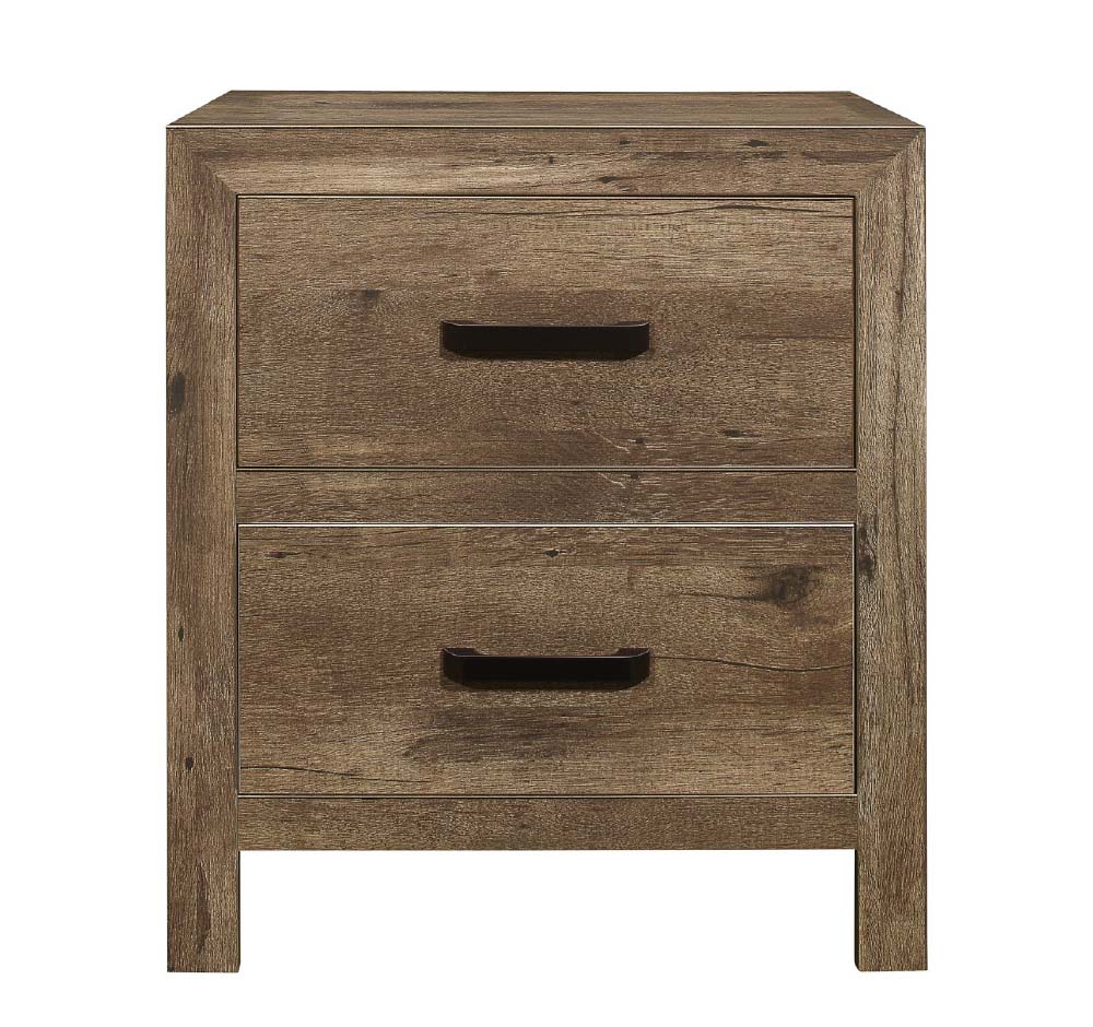 Mesa de noche Spirit estilo rústico con 2 gavetas acabado madera — vista adicional 1