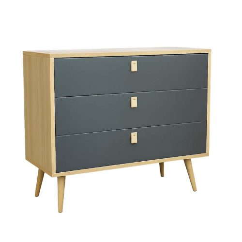 Gavetero 3 gavetas gris y roble moderno 90 cm