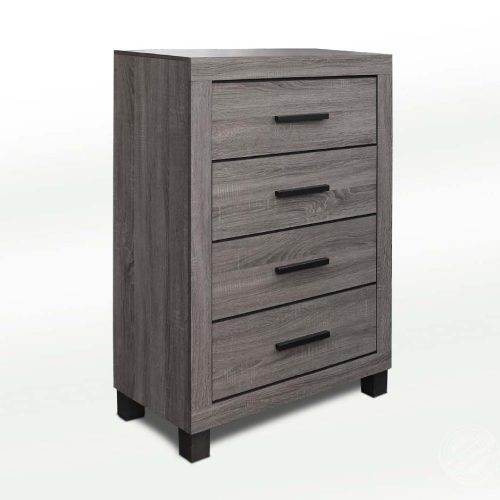 Gavetero moderno de 4 gavetas acabado madera con patas elevadas
