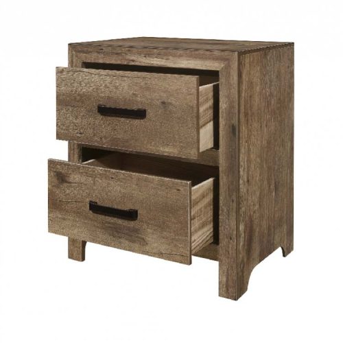 Mesa de noche Spirit estilo rústico con 2 gavetas acabado madera